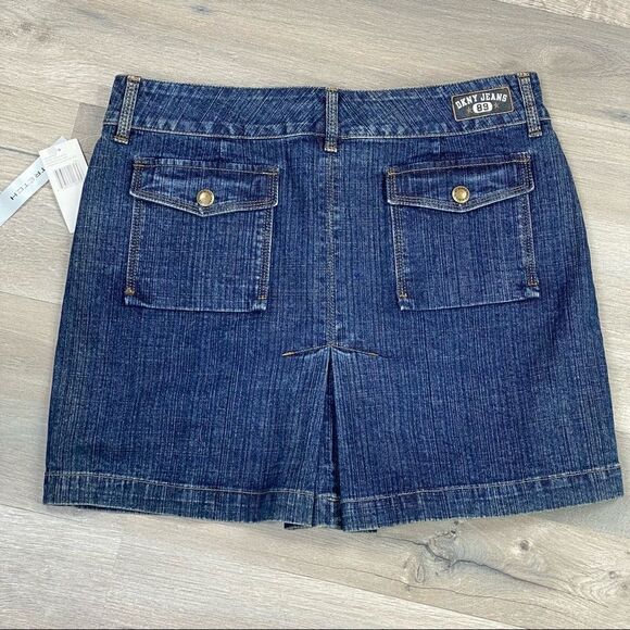 DKNY Jeans Pleated Stretch Denim Mini Skirt 8 Blue NWT - Picture 5 of 9